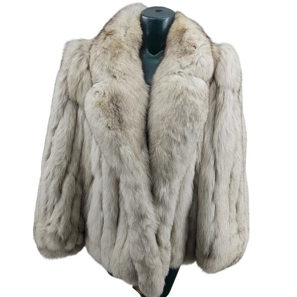 White Silver Blue Snow FOX Fur Glamorous Coat Jacket Luxurious Women's Plus 2X - Picture 1 of 9